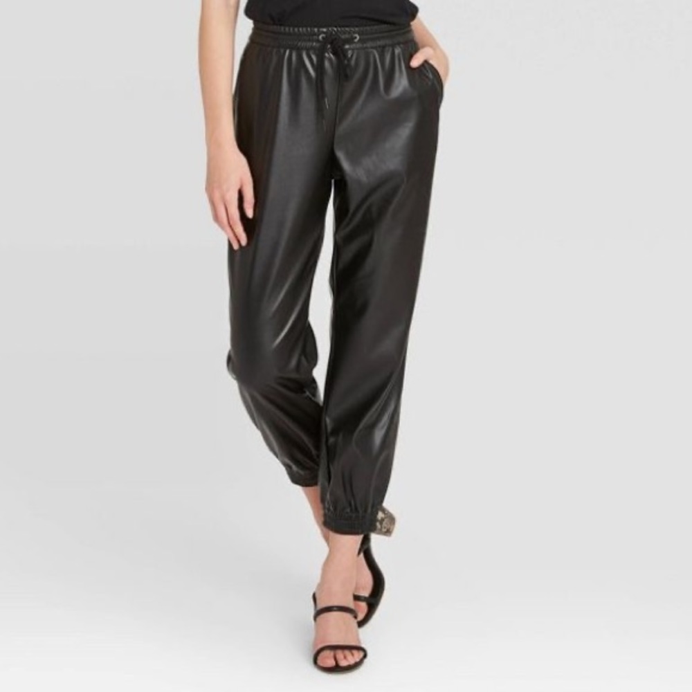Leather joggers